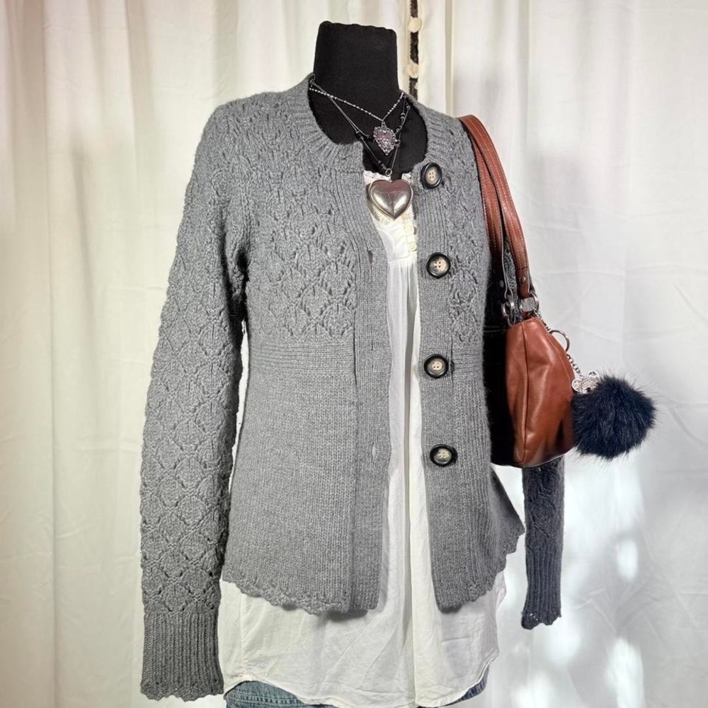 Juicy Couture Y2K Gray Cable Knit‎ Cardigan – Women's Small